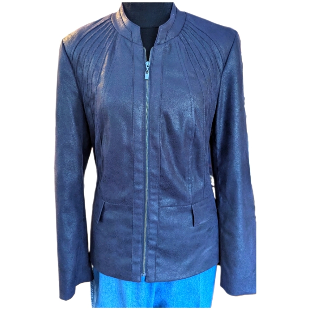 Y2K Vintage Plum Purple Faux Leather Suede Jacket Blazer